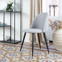 Banak Pack 4 chaises curie rembourrée gris