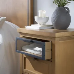 Banak Parma Table de chevet en bois massif de manguier et métal