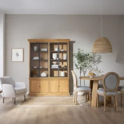 Banak Parme Vitrine en bois massif de manguier et métal