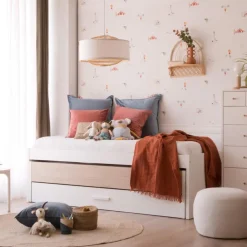 Enfant Banak Set Lit gigogne avec rangement teo avec 2 matelas chester et 2 sommiers sumer