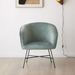 Banak Sigrid Fauteuil en velours vert d'eau