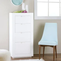 Banak Sisal Commode en bois laqué blanc