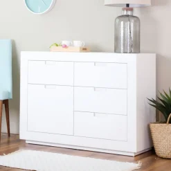 Banak Sisal Commode en bois laqué blanc