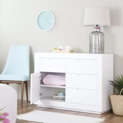 Banak Sisal Commode en bois laqué blanc