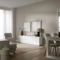 Banak Sisal Meuble tv en bois laqué blanc 200 cm