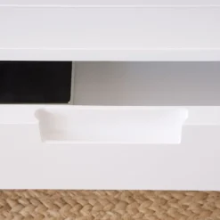 Banak Sisal Table basse en bois laqué blanc