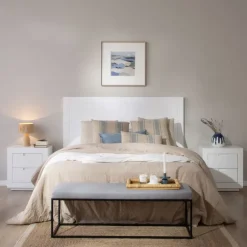 Banak Sisal T&ecirc;te de lit en bois laqué blanc pour lit de 150 et 160