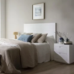 Banak Sisal T&ecirc;te de lit en bois laqué blanc pour lit de 150 et 160