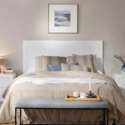 Banak Sisal T&ecirc;te de lit en bois laqué blanc pour lit de 150 et 160