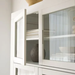 Banak Sisal Vitrine en bois laqué blanc