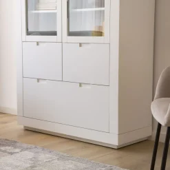 Banak Sisal Vitrine en bois laqué blanc