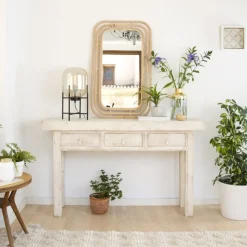 Banak Soho Meuble d'entrée en bois massif en blanc décapé