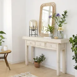 Banak Soho Meuble d'entrée en bois massif en blanc décapé