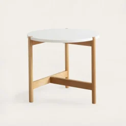 Banak Vitele Table basse 50 en laqué blanc et naturel