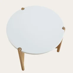 Banak Vitele Table basse 50 en laqué blanc et naturel