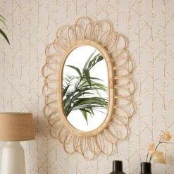 Banak Vouga Miroir mural en rotin naturel