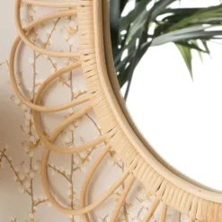 Banak Vouga Miroir mural en rotin naturel