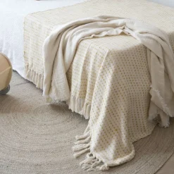 Banak Ynsa Plaid en coton acrylique jaune