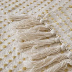 Banak Ynsa Plaid en coton acrylique jaune