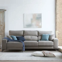 Banak Zent Canapé d'angle réversible 4 places gris avec rangement