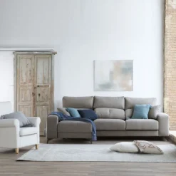 Banak Zent Canapé d'angle réversible 4 places gris avec rangement