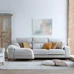 Banak Zent Canapé d'angle réversible 4 places beige avec rangement