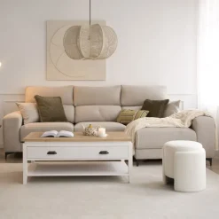 Banak Zent Canapé d'angle réversible 4 places beige avec rangement