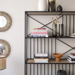 Banak Zion étagère en bois et métal noir